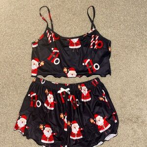 Two-piece set; Christmas themed; medium stretch